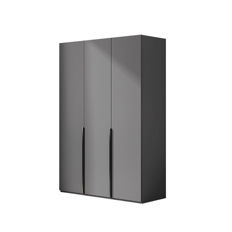 Contemporary Grey Storage Cabinet with Garment Rod Hinged Door Cabinet for Bedroom