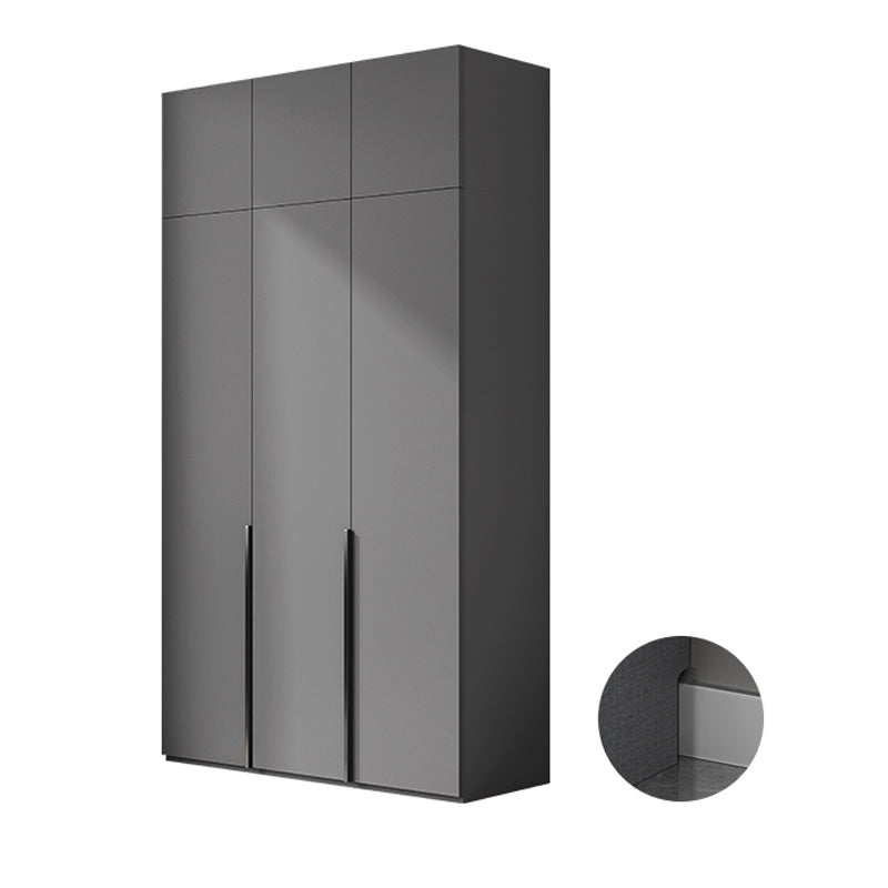 Contemporary Grey Storage Cabinet with Garment Rod Hinged Door Cabinet for Bedroom