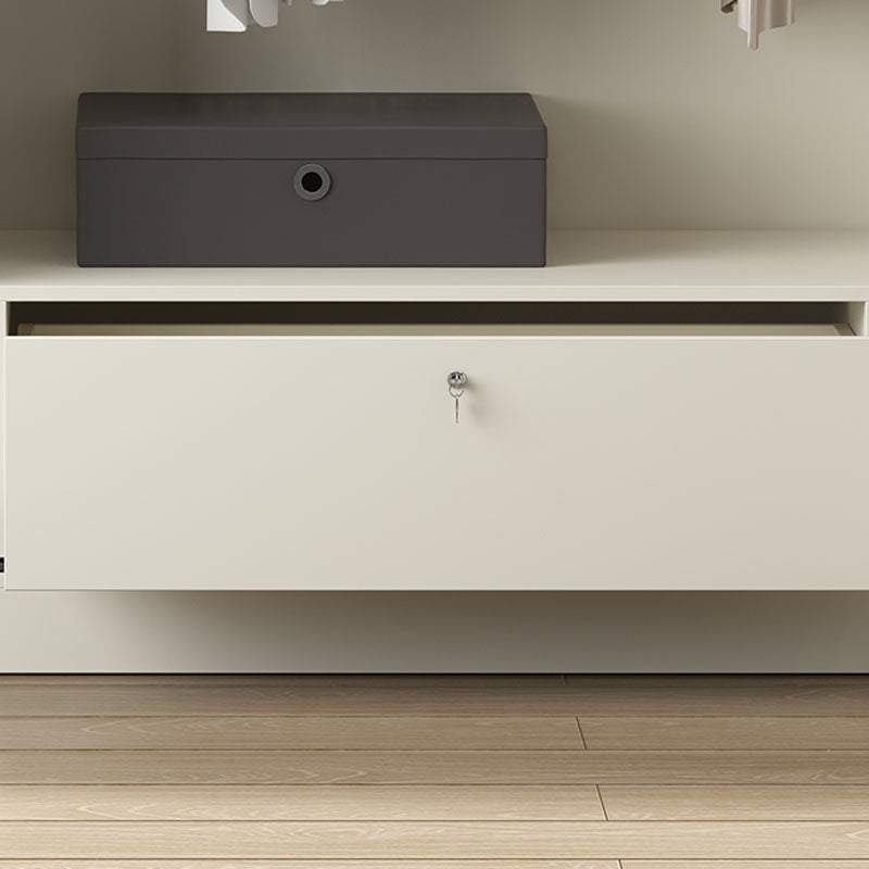 Modern White Wardrobe with Glass Doors Bedroom Cabinet with Sliding Doors