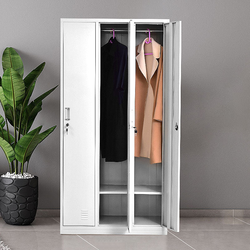 Modern Grey Cabinet with Hinged Doors Metal Storage Cabinet for Bathroom