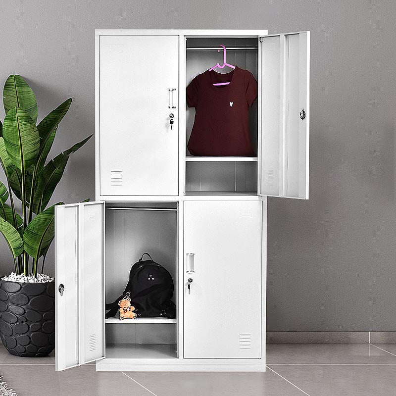 Modern Grey Cabinet with Hinged Doors Metal Storage Cabinet for Bathroom