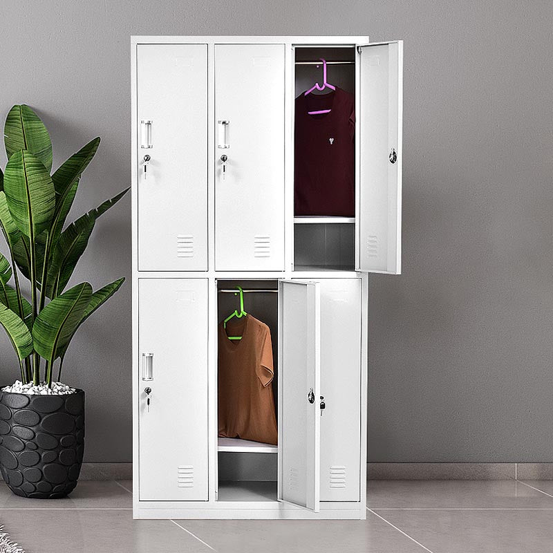 Modern Grey Cabinet with Hinged Doors Metal Storage Cabinet for Bathroom