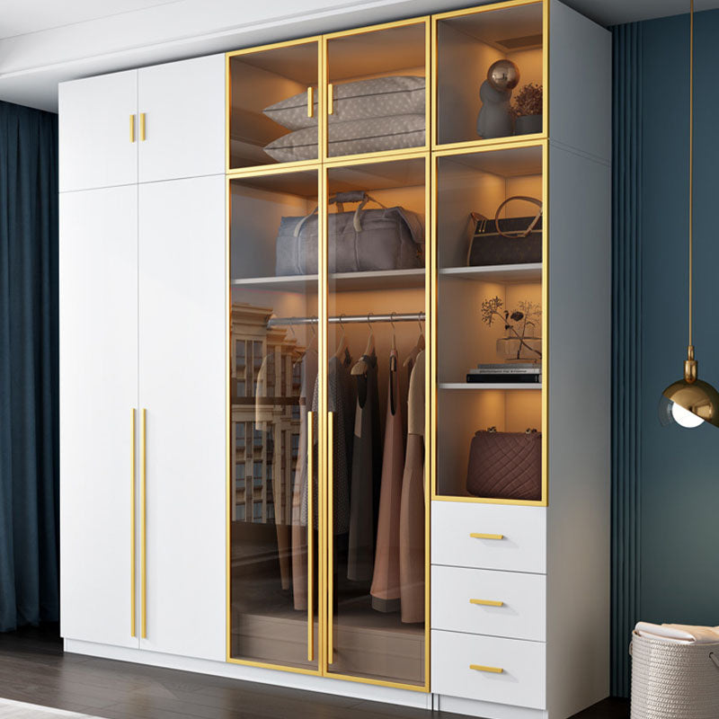 Bedroom Storage Cabinet with Brown Glass Doors Contemporary Hinged Door Cabinet