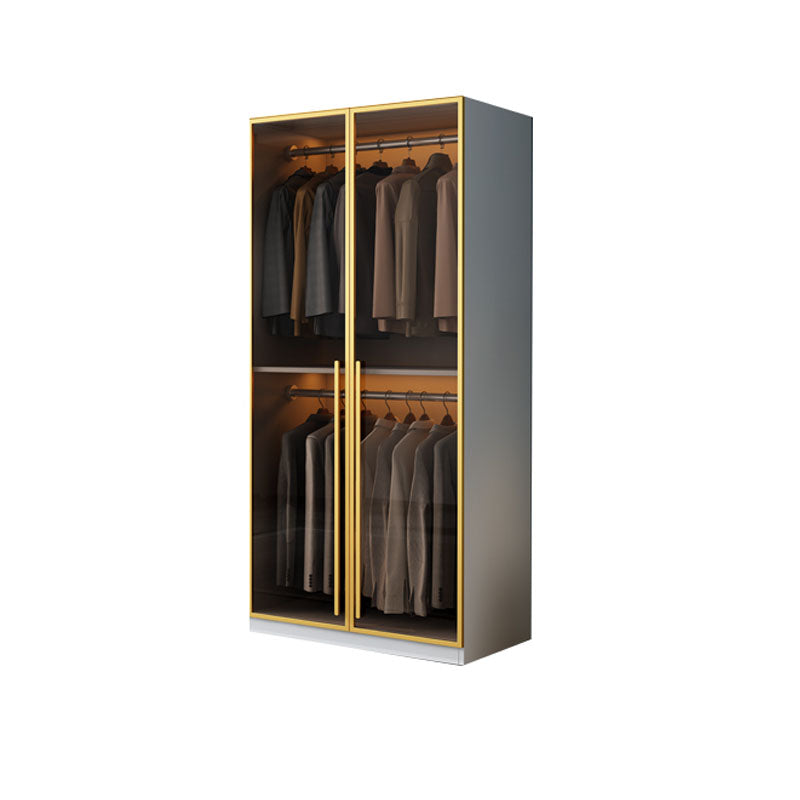 Bedroom Storage Cabinet with Brown Glass Doors Contemporary Hinged Door Cabinet