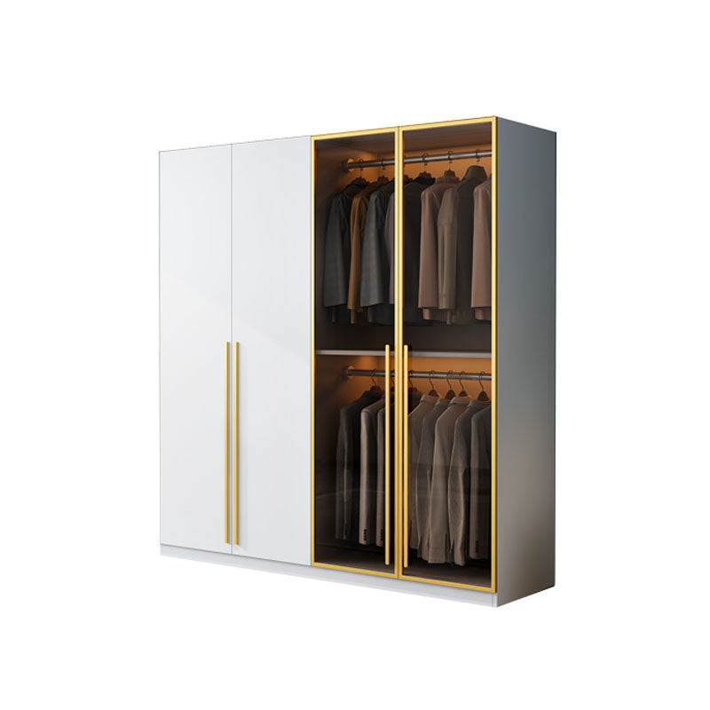 Bedroom Storage Cabinet with Brown Glass Doors Contemporary Hinged Door Cabinet