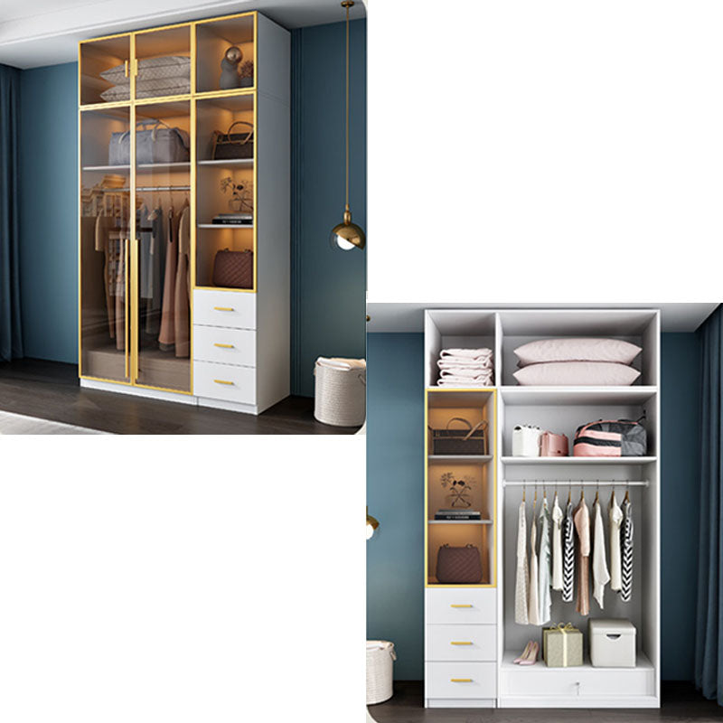 Bedroom Storage Cabinet with Brown Glass Doors Contemporary Hinged Door Cabinet