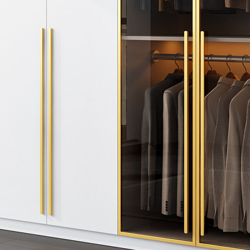 Bedroom Storage Cabinet with Brown Glass Doors Contemporary Hinged Door Cabinet