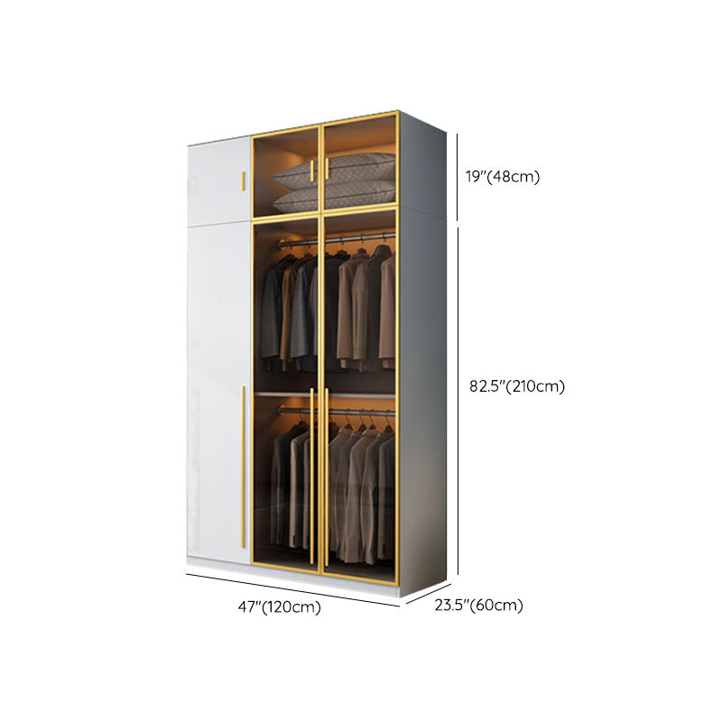 Bedroom Storage Cabinet with Brown Glass Doors Contemporary Hinged Door Cabinet