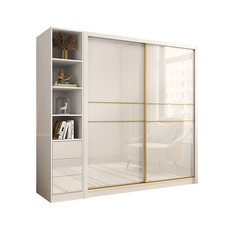 Contemporary Glossy White Storage Cabinet Manufactured Wood Cabinet for Home