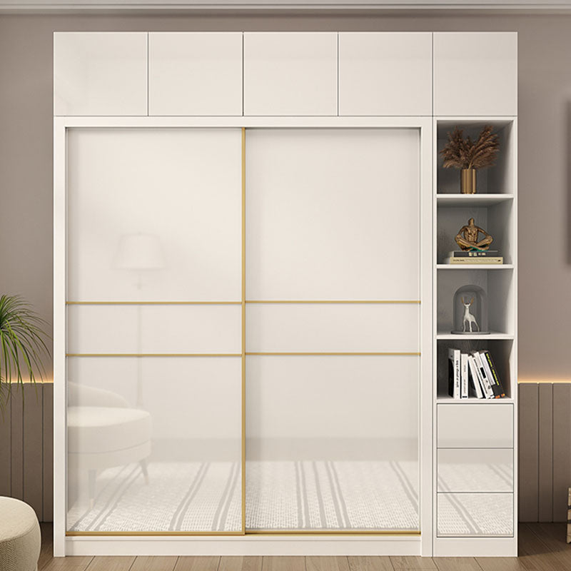Contemporary Glossy White Storage Cabinet Manufactured Wood Cabinet for Home