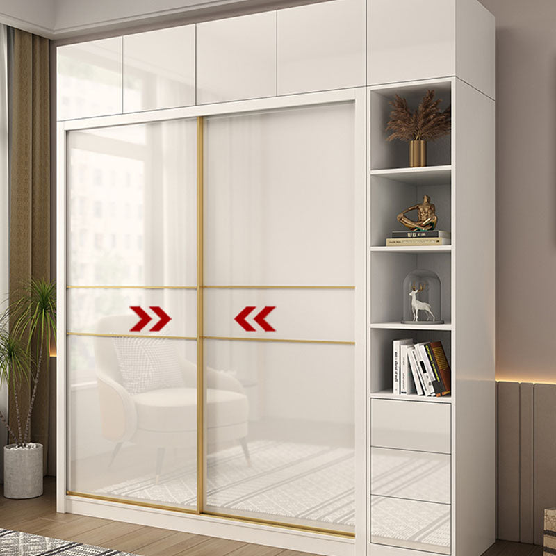 Contemporary Glossy White Storage Cabinet Manufactured Wood Cabinet for Home
