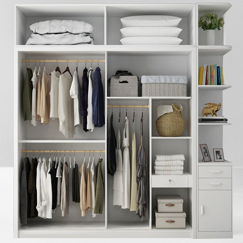 Modern Storage Cabinet with Sliding Doors Manufactured Wood White Cabinet for Bedroom