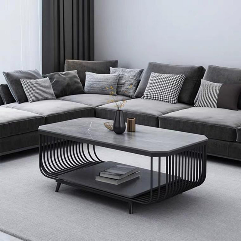 Glam Slate Coffee Table Rectangle Coffee or End Table with Shelf