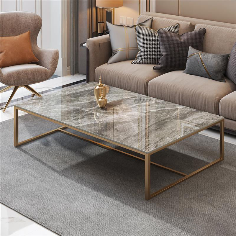 Glam Slate Coffee Table Rectangle Gold Frame Coffee or End Table