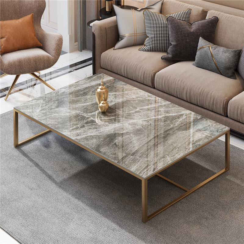 Glam Slate Coffee Table Rectangle Gold Frame Coffee or End Table