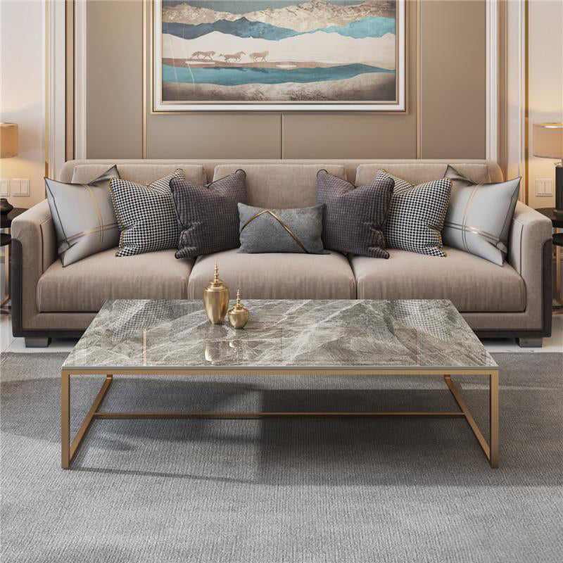 Glam Slate Coffee Table Rectangle Gold Frame Coffee or End Table