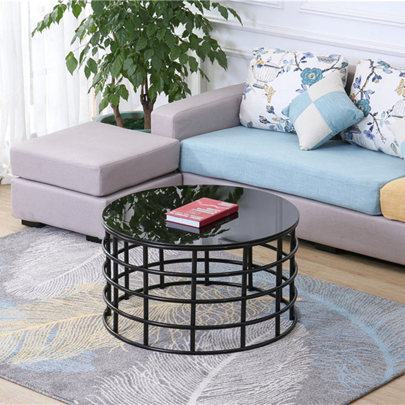 Contemporary Simple Glass Round Coffee Cocktail Table - 17.7" H