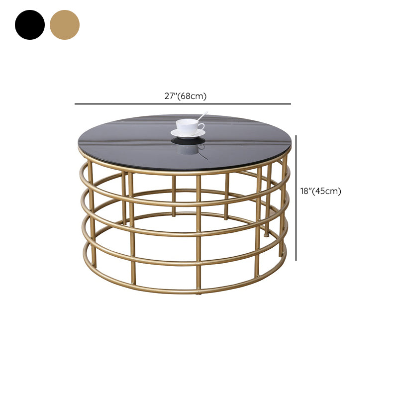 Contemporary Simple Glass Round Coffee Cocktail Table - 17.7" H