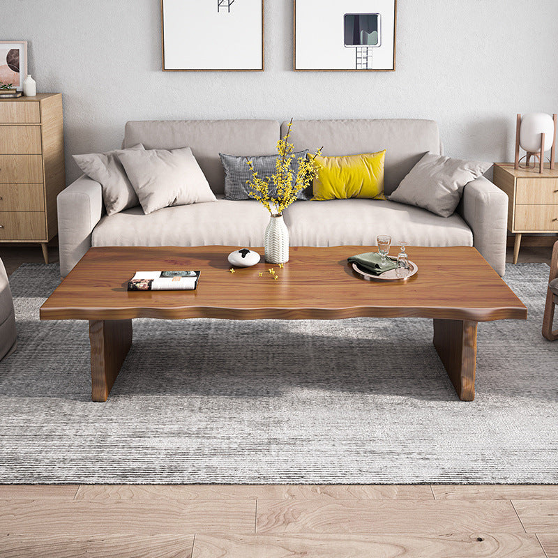 Solid Wood Coffee Table Rectangle Dark Brown Sled Coffee Table