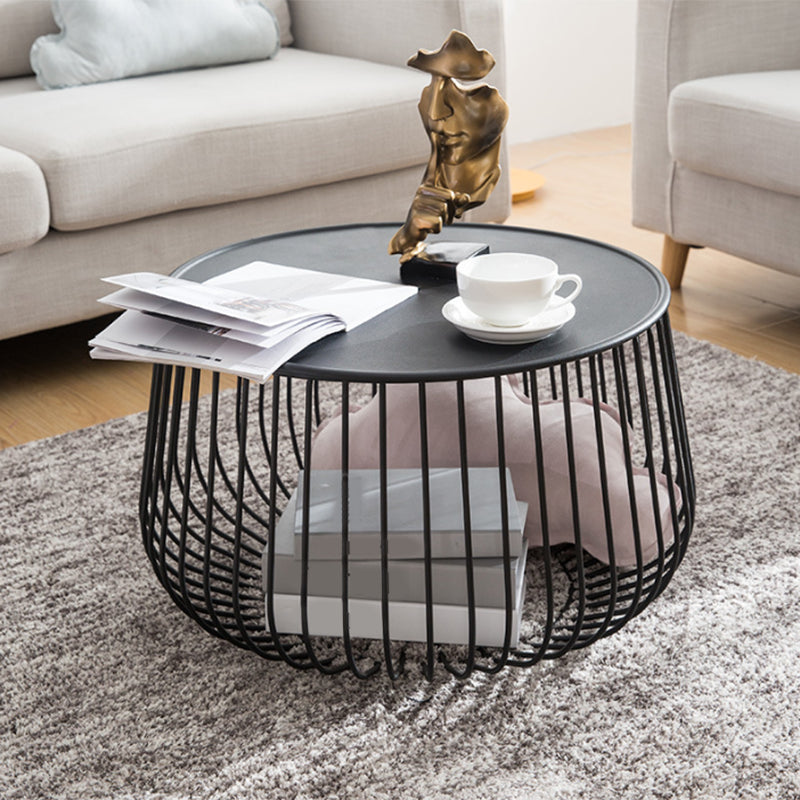 Metal Round Frame Coffee Table Set Mid Century Iron Simple Cocktail Table