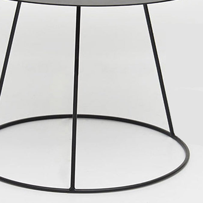 Mid-Century Modern Iron Coffee Table Set Black Finish Round Cocktail Table