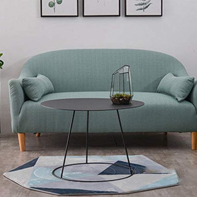 Mid-Century Modern Iron Coffee Table Set Black Finish Round Cocktail Table