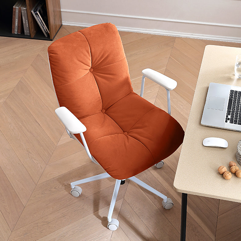 Padded Arms Swivel Office Chair Modern Mid Back Tufted Desk Chair