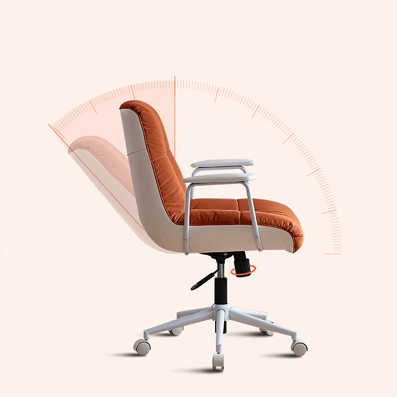 Padded Arms Swivel Office Chair Modern Mid Back Tufted Desk Chair