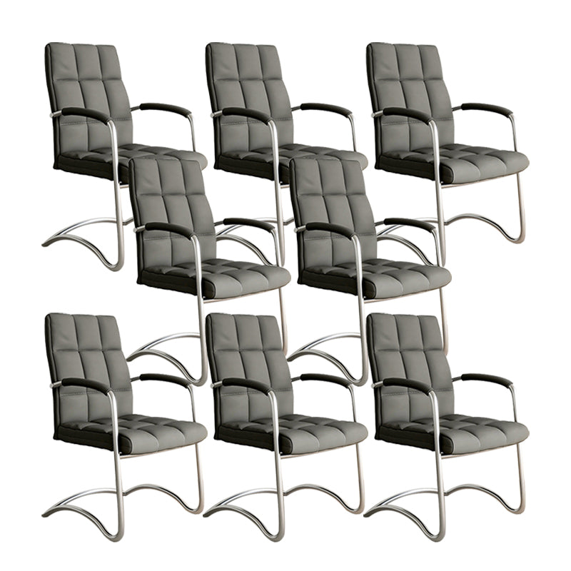 Modern Fixed Arms Desk Chair Faux Leather Mid Back Office Chair