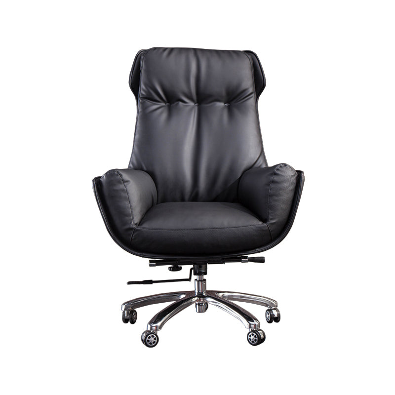 High Back Armless Managers Chair Modern Faux Leather Executive Chair