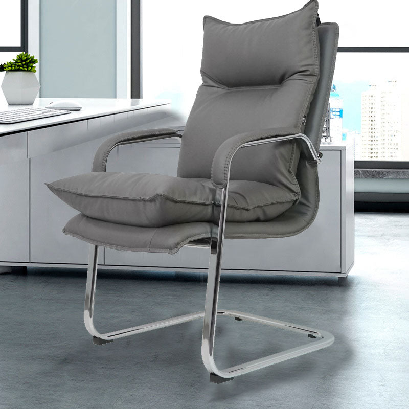 Grey High Back Managers Chair Modern Padded Arms Executive Chair