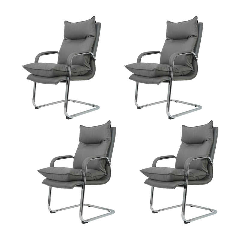 Grey High Back Managers Chair Modern Padded Arms Executive Chair