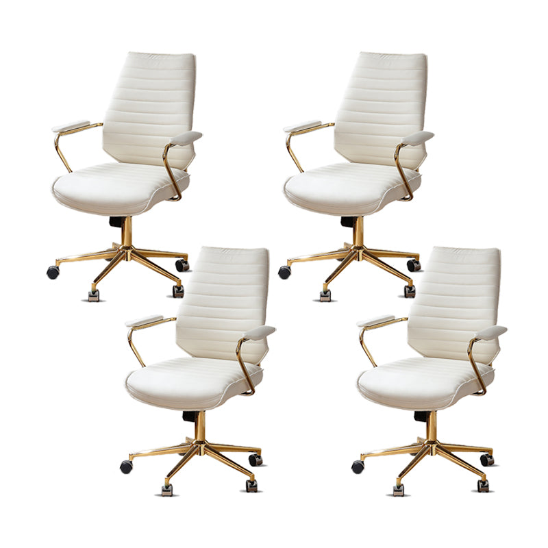 Modern Mid Back Desk Chair Faux Leather Swivel Office Chair with Padded Arms