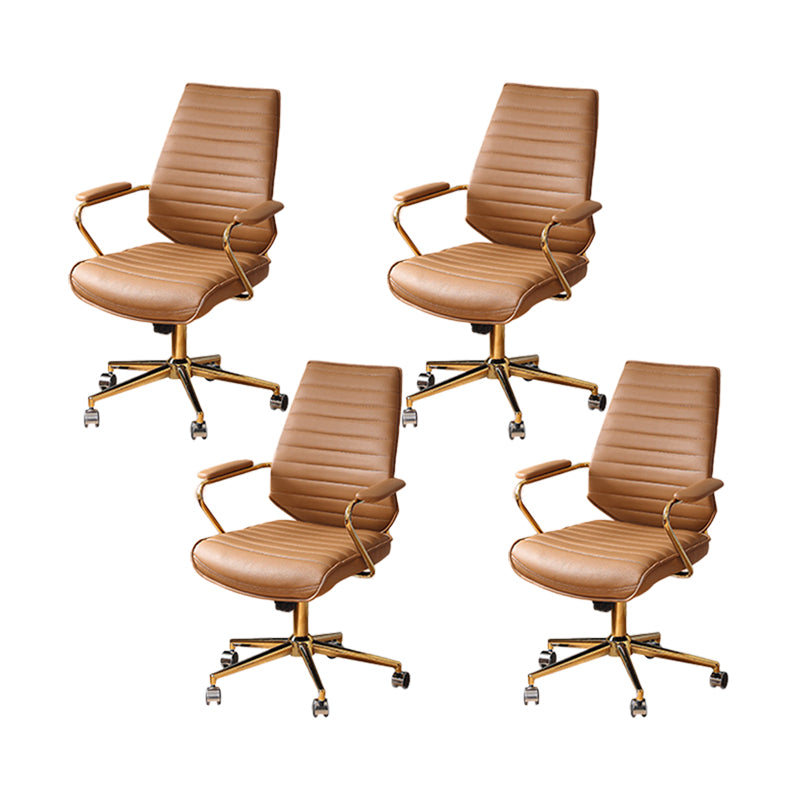 Modern Mid Back Desk Chair Faux Leather Swivel Office Chair with Padded Arms