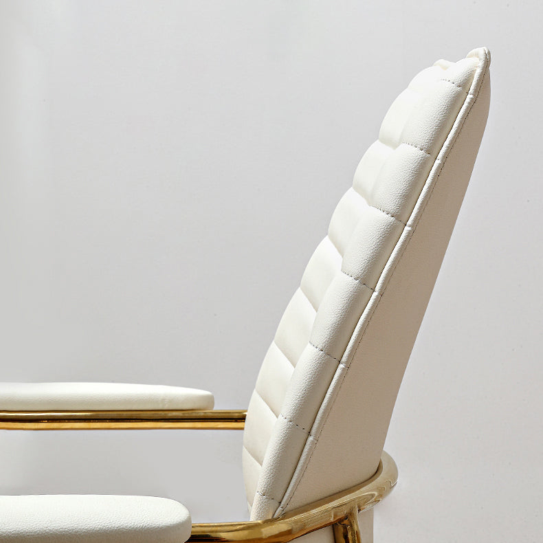 Modern Mid Back Desk Chair Faux Leather Swivel Office Chair with Padded Arms