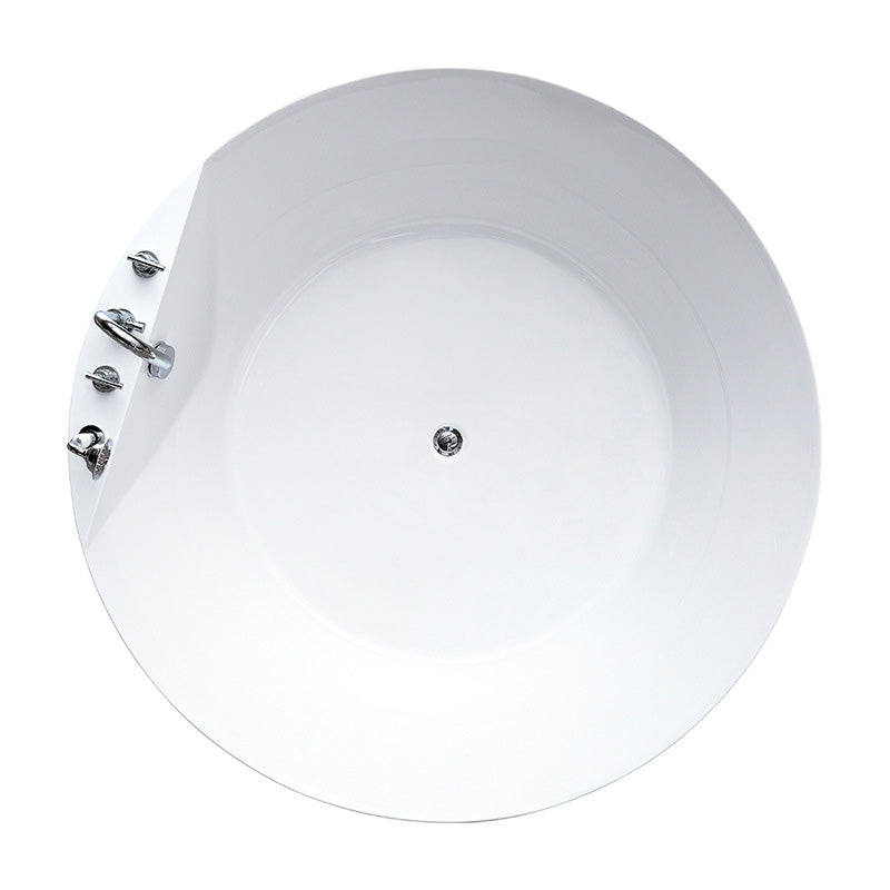 Modern Freestanding Round Bathtub Center Drain Bathroom White Tub