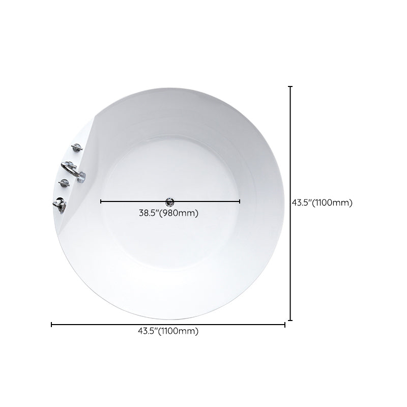 Modern Freestanding Round Bathtub Center Drain Bathroom White Tub