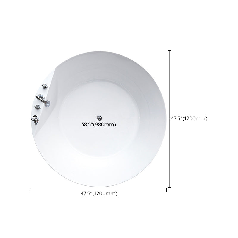 Modern Freestanding Round Bathtub Center Drain Bathroom White Tub