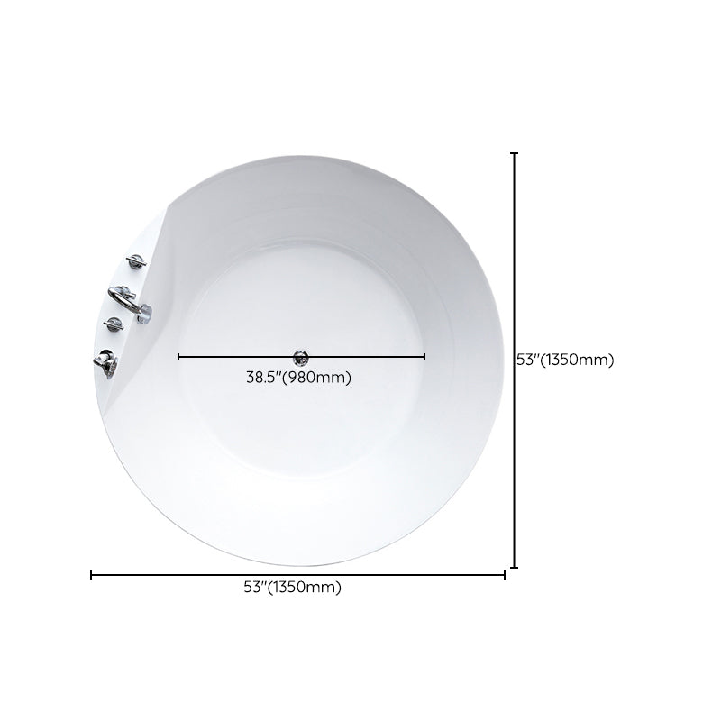Modern Freestanding Round Bathtub Center Drain Bathroom White Tub