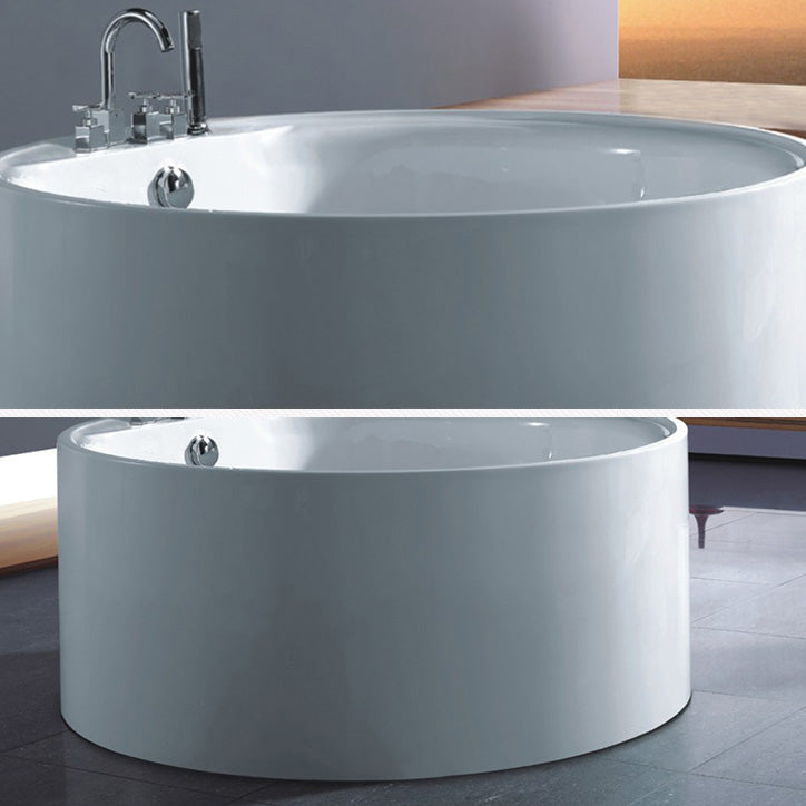 Round Acrylic Soaking Bathtub Modern Stand Alone Back to Wall Tub