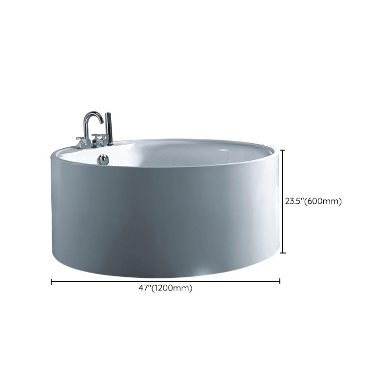 Round Acrylic Soaking Bathtub Modern Stand Alone Back to Wall Tub