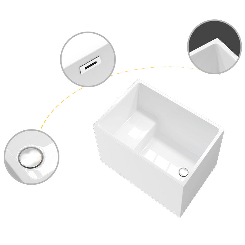 Bathroom Modern Acrylic Small Tub with Left-Hand Drain Bathtub