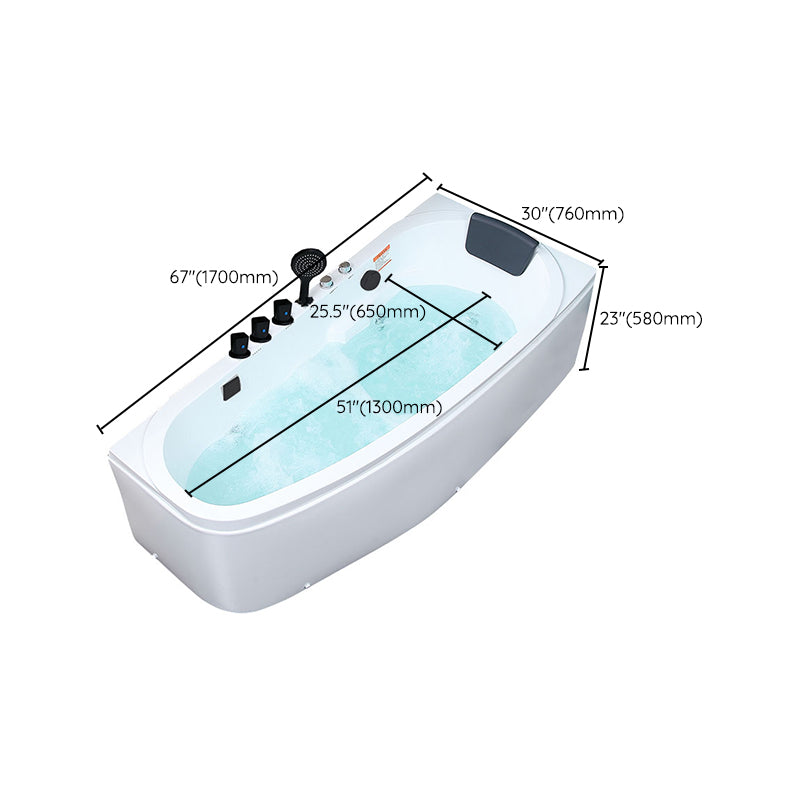 Corner Acrylic Bathroom Bath Tub Modern Back to Wall Soaking Tub
