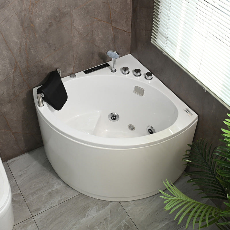 Bathroom Modern Corner Bathtub with Drain and Overflow Trim Bath Tub