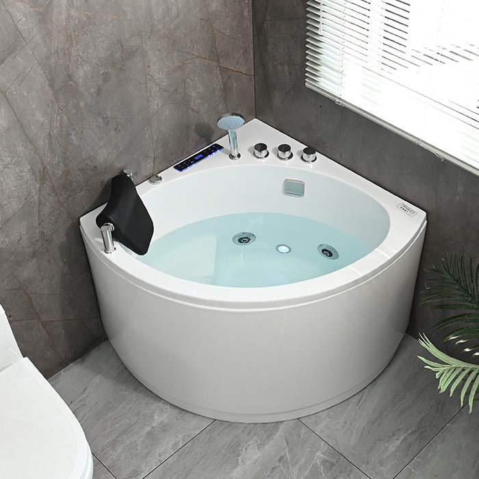 Bathroom Modern Corner Bathtub with Drain and Overflow Trim Bath Tub