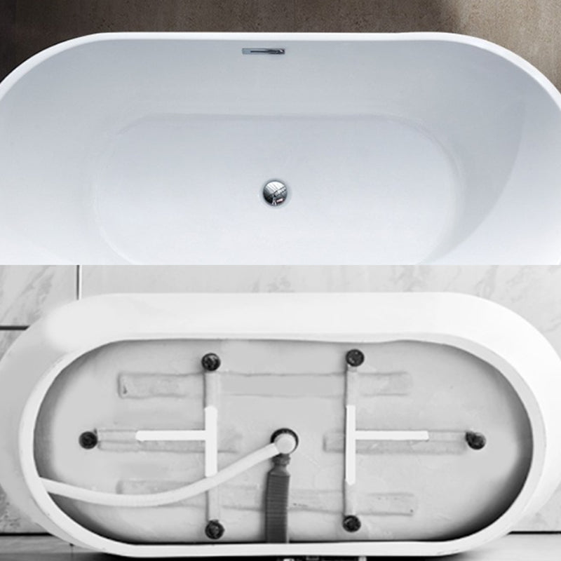 Modern Ellipse Acrylic Bathtub Back to Wall with Drain Bath Tub