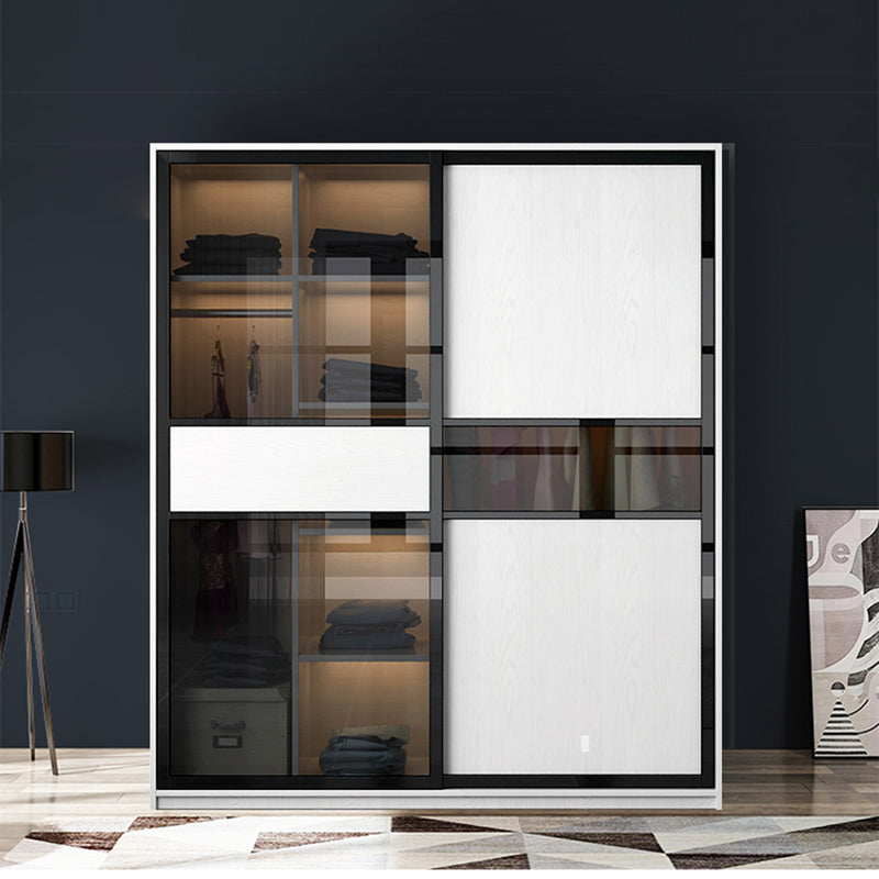 White Storage Cabinet with Glass Doors Contemporary Hinged Door Cabinet