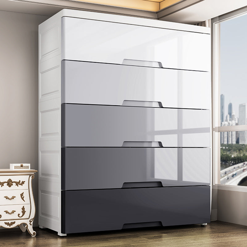 Contemporary Plastic Storage Cabinet for Bedroom Grey Cabinet with Drawers