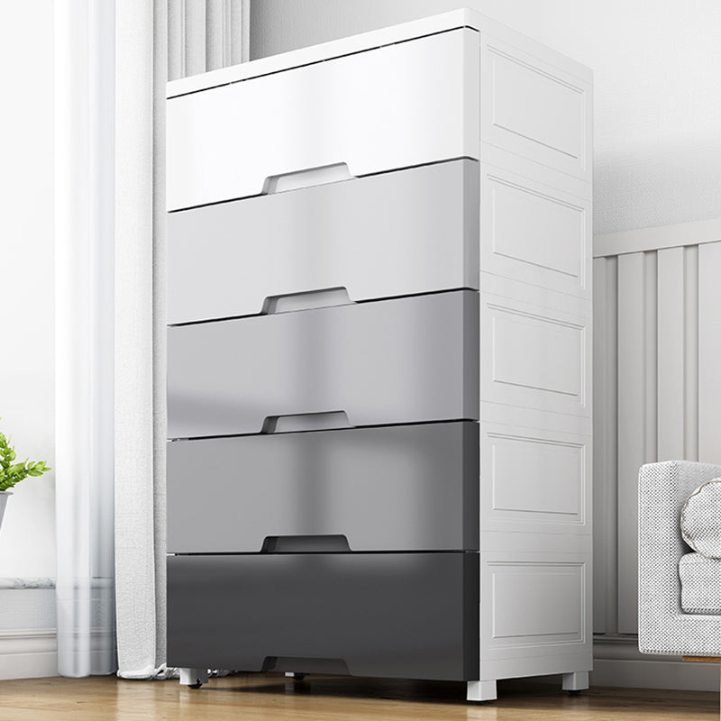 Contemporary Plastic Storage Cabinet for Bedroom Grey Cabinet with Drawers