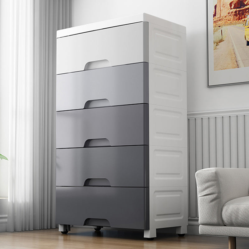 Contemporary Plastic Storage Cabinet for Bedroom Grey Cabinet with Drawers
